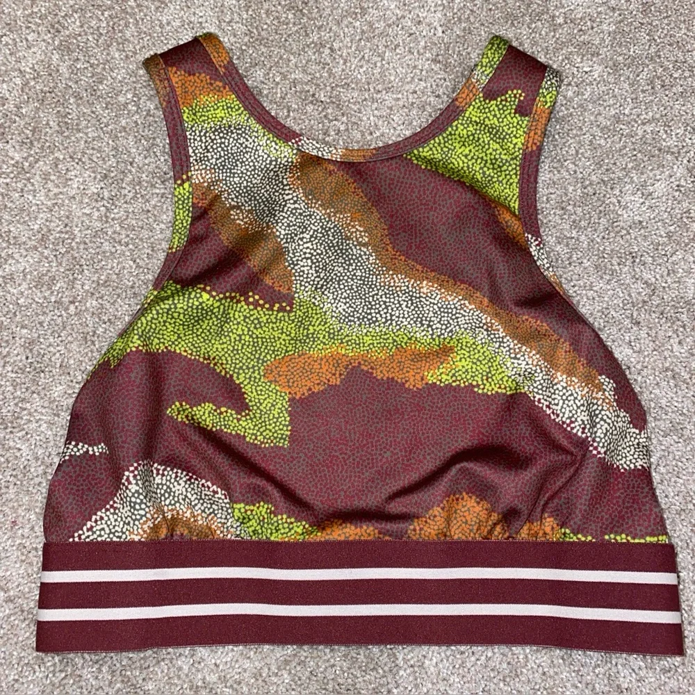 Noli Dot Camo Sports Bra Size Small Earthy Tones‎ Sheer Back Walking Yoga